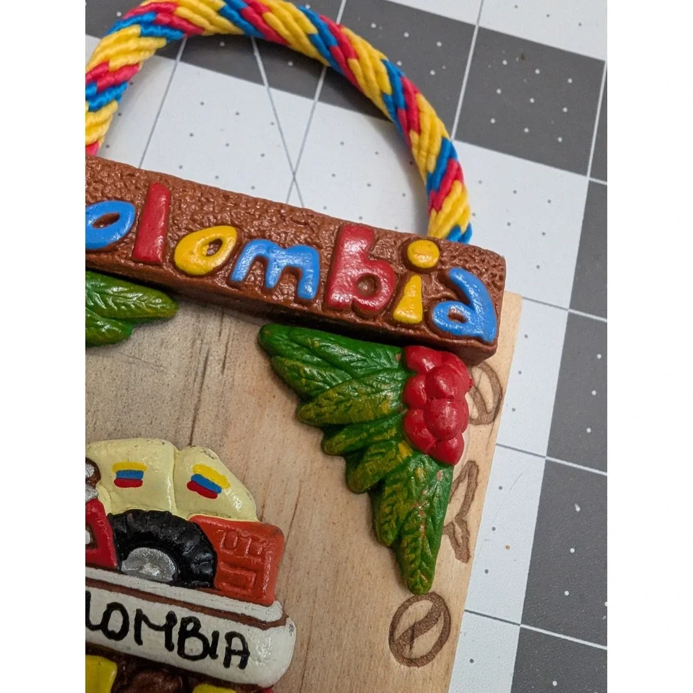Colombia Chiva‎ Bus Wooden Key Holder Wall Mount Folk Art Souvenir 3 Hooks